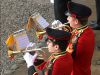 Students of Sedbergh School in uniform with their trumpets